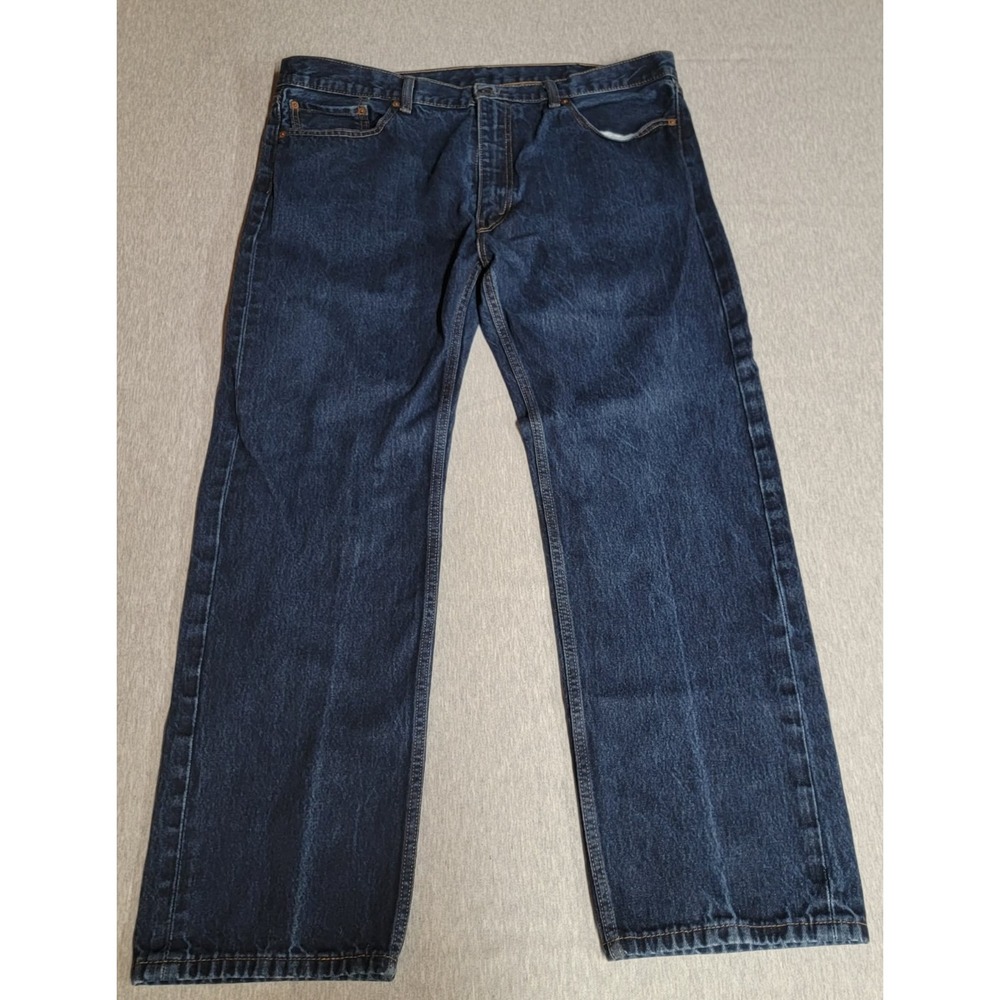 Levis 505 Regular Fit Jeans Mens 40x30 Dark Indigo Blue Straight Leg